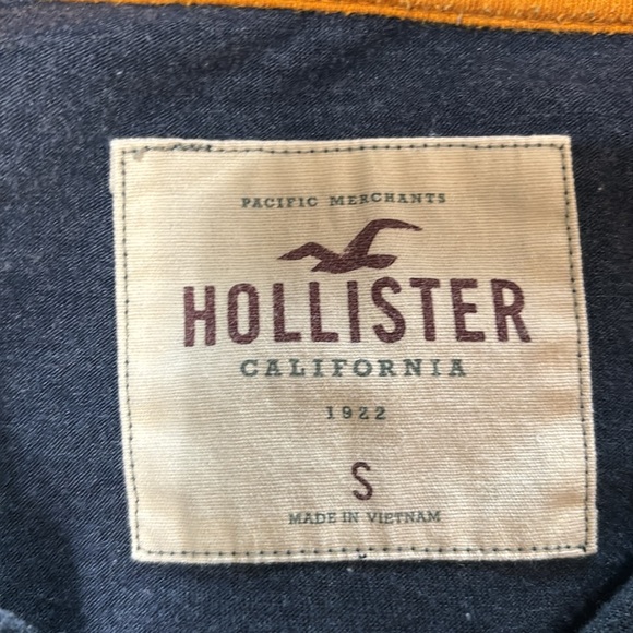 HOLLISTER 100% cotton blue white yellow short sleeve polo shirt size small - Picture 5 of 5